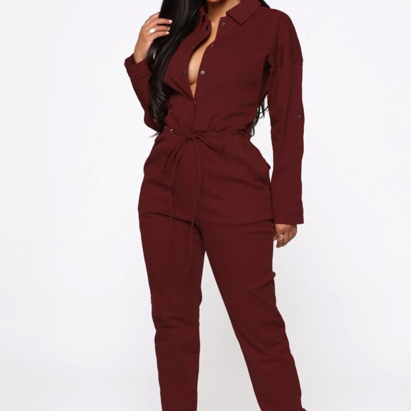 NWT Your Choice Boiler Jumpsuit - Burgundy - Picture 1 of 3